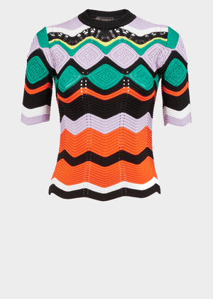 Versace COLOR CURVE CROCHET KNIT TOP