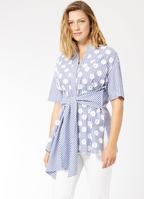 MARINA RINALDI Embroidered cotton shirt