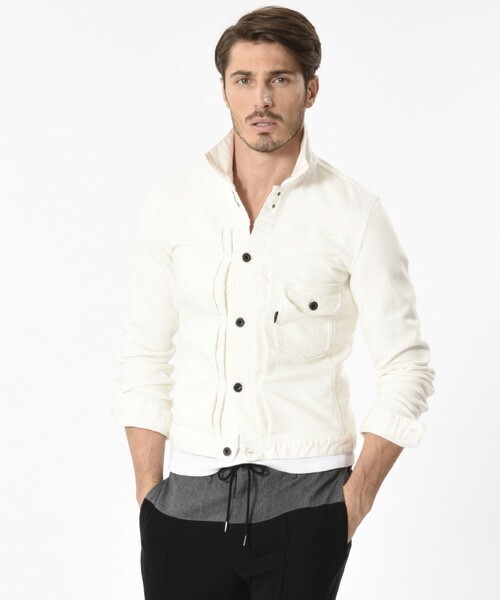wjk tight knit-denim blouson OW デニムジャケット