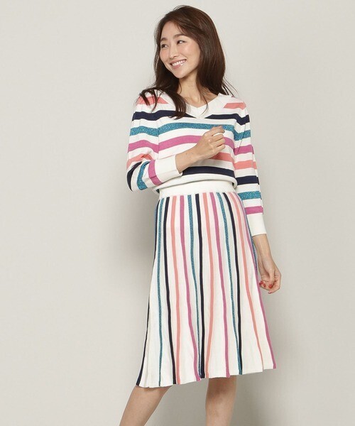 And Couture And Couture ラメマルチボーダーワンピース