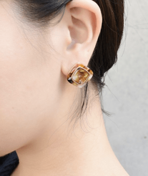 GOLDY 1170908 マーブル レトロ ボタン ピアス D