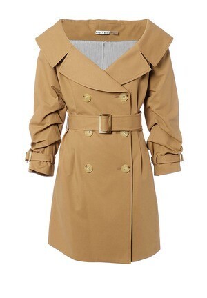 Alice + Olivia CANDACE OFF SHOULDER TRENCH COAT