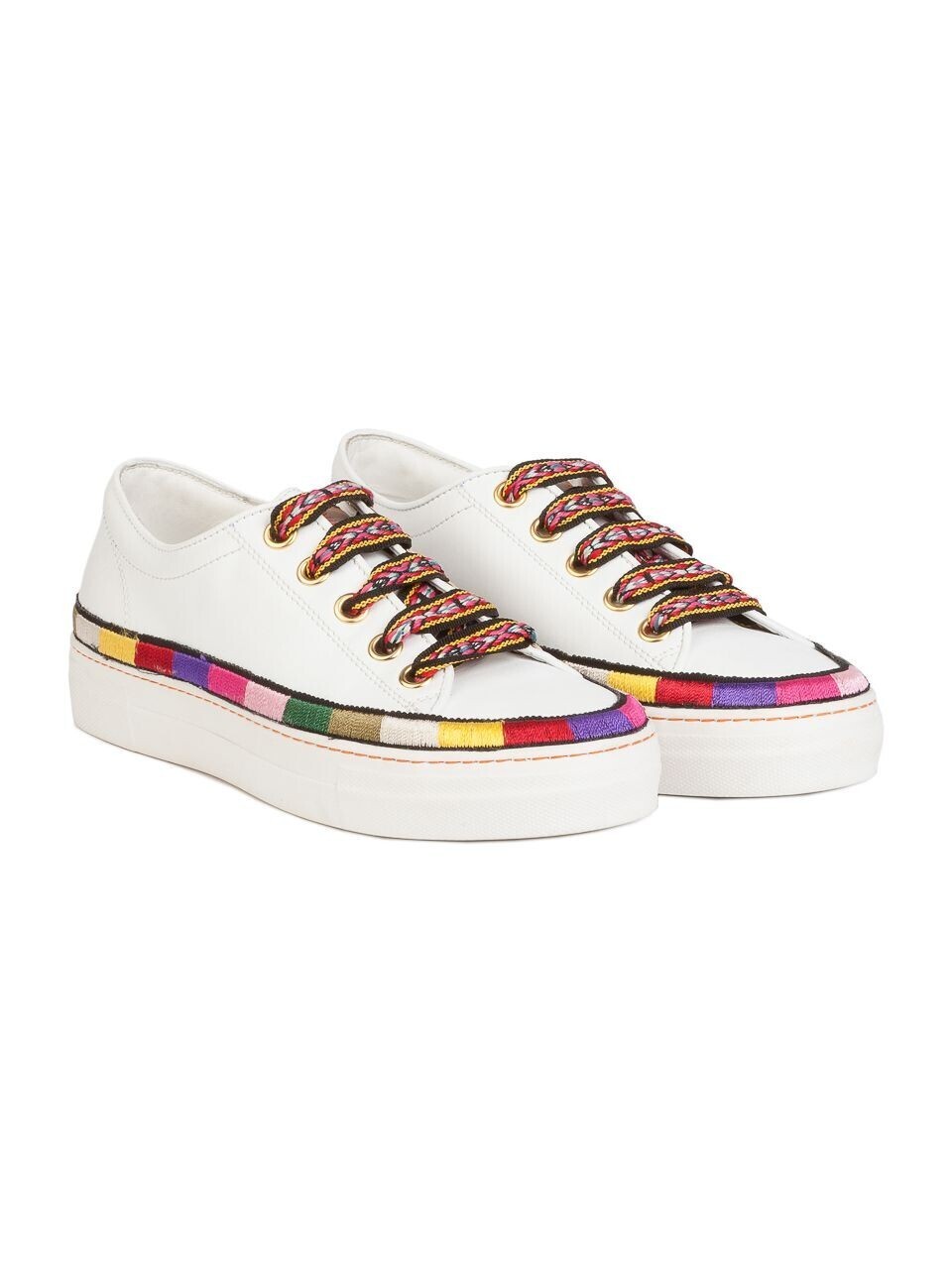ETRO Leather trainers with embroidery