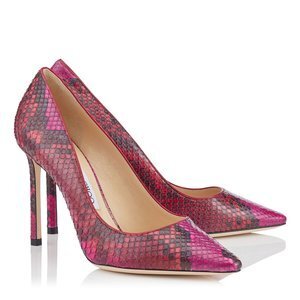 JIMMY CHOO Cerise X Red グラデーションペイント パイソン・ポインテッド トゥ パンプス