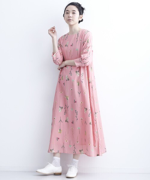 merlot plus merlot plus 春の押し花柄ワンピース1394