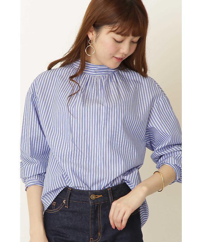 N.(N. Natural Beauty Basic) N. Natural Beauty Basic ストライプスタンドネックブラウス