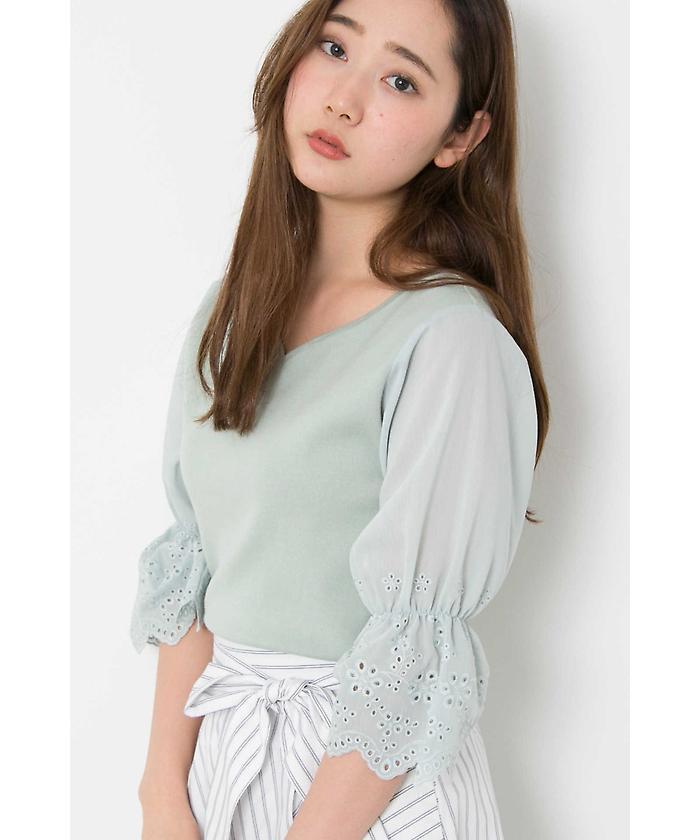 JILL by JILLSTUART カットワークベルスリーブニット