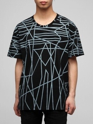 BLACK by VANQUISH バーティカルラインオーバークルーネックTシャツ
