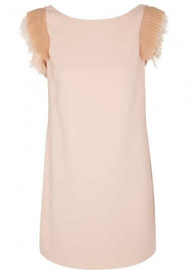 PINKO Cher blush feather-trimmed dress
