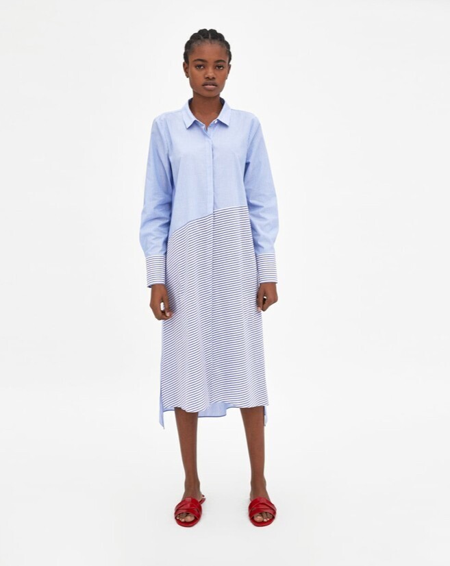 ZARA ストライプシャツワンピース
