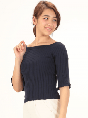 &g’aime &g'aime【958-60001】スカラップフレアスレーブニット