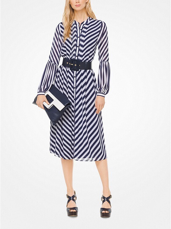 MICHAEL MICHAEL KORS Striped Georgette Shirtdress