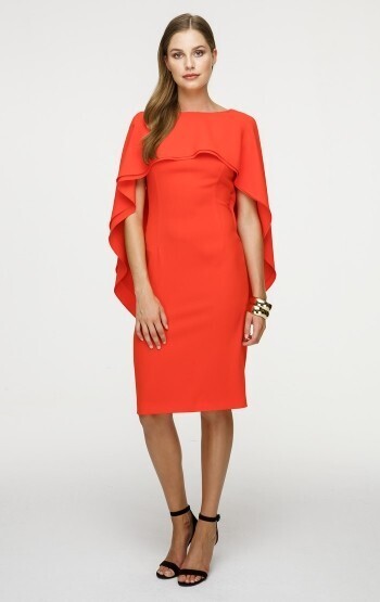 ESCADA CREPE CAPE-SLEEVE DRESS