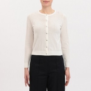 LAURA ASHLEY ロングスリーブ コットン フローラル ボタン カーディガン
