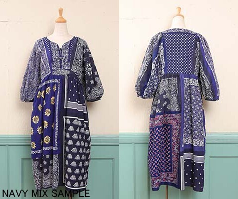 花とギター VINTAGE BANDANA TOGGLE DRESS