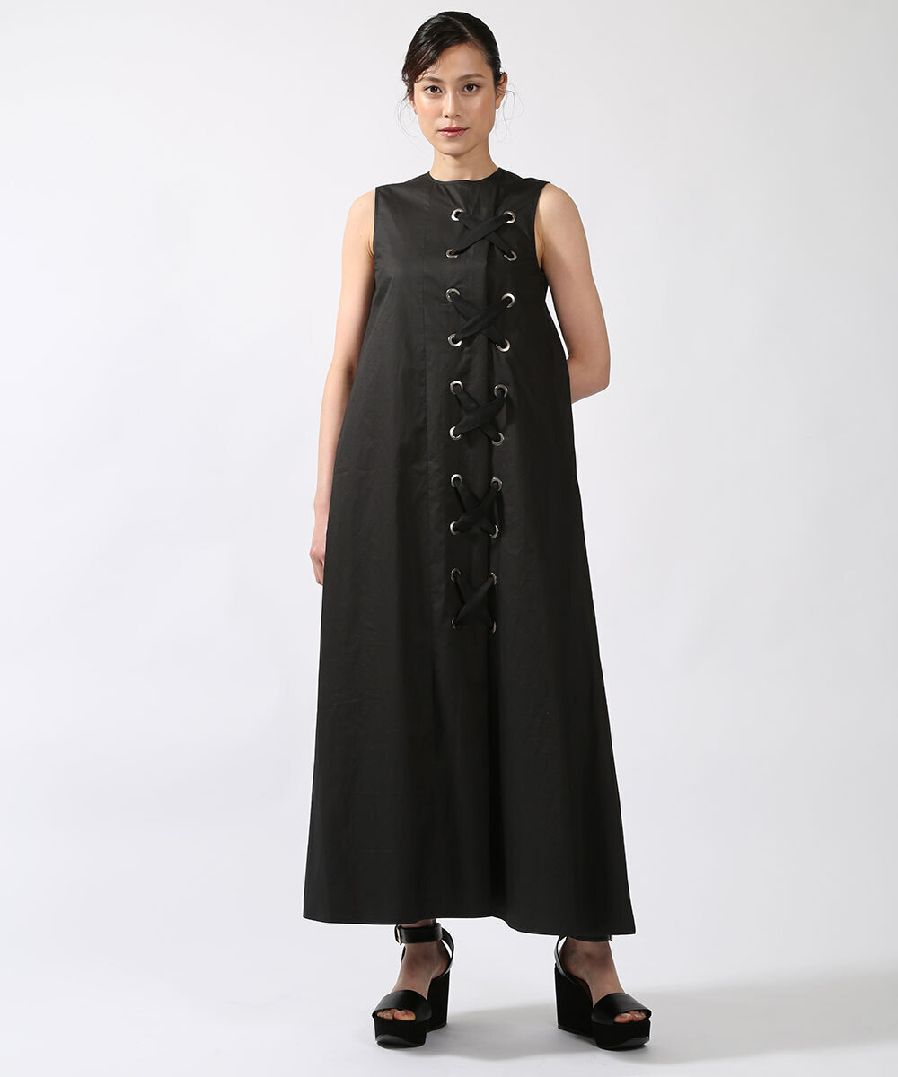 Yasutoshi Ezumi Lace up A line one piece dress
