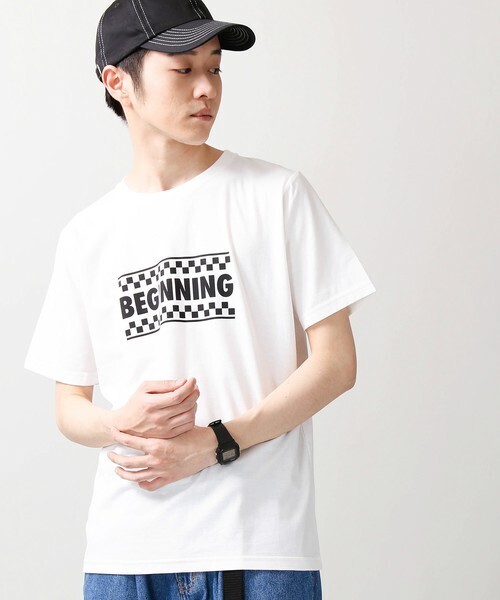 WEGO チェッカーボックスロゴプリントTシャツ