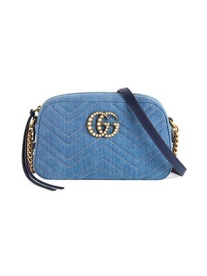 GUCCI GGマーモント デニム ショルダーバッグ