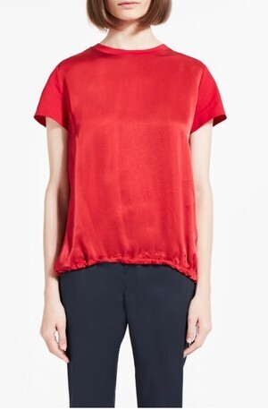 LIVIANA CONTI T-shirt in jersey di cotone con inserti in raso