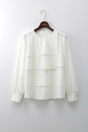 DAKS ダブルストレッチジョーゼット 長袖ブラウス