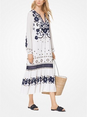 MICHAEL MICHAEL KORS Floral Embroidered Silk Dress