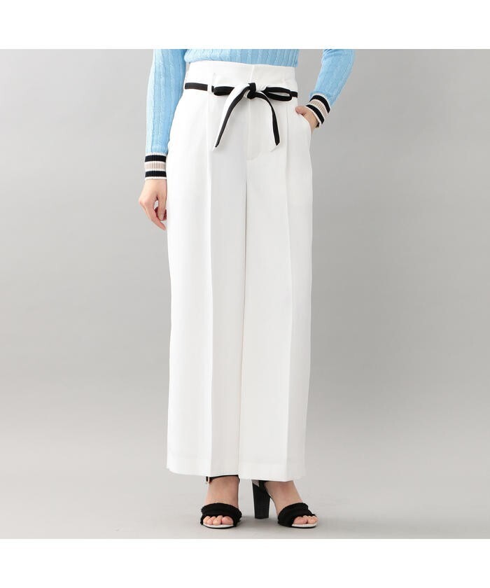 LOVELESS 【LOVELESS】WOMENS 麻調ホワイトワイドパンツ