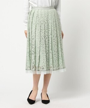 ANAYI ジャガードレースプリーツスカート