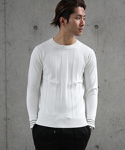 HIGH STREET フロントストライプ柄ニット