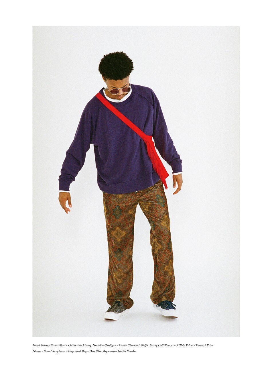 Needles String Cut Trousers/Poly Velvet Damask Print