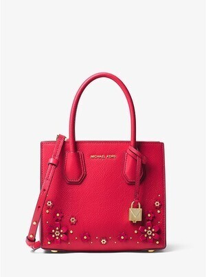 MICHAEL MICHAEL KORS Mercer Floral Embellished Leather Crossbody