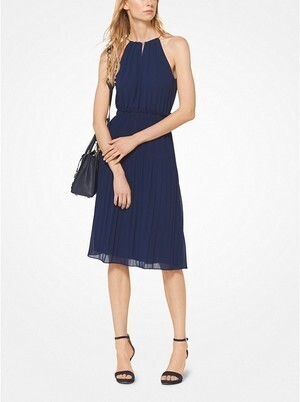 MICHAEL MICHAEL KORS Georgette Pleated Halter Dress