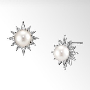 STAR JEWELRY PEARL SUNBURST PIERCED EARRINGS