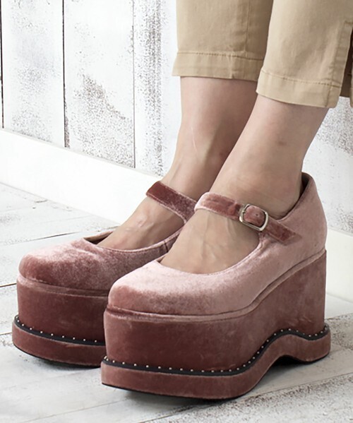 Jeffrey Campbell ベルベット厚底シューズ