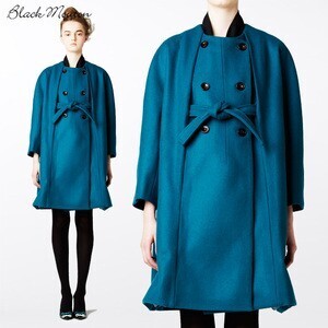 Black Mouton メルトンノーカラーコート (45310)