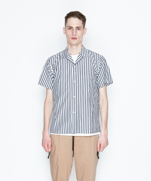 NUMBER (N)INE NUMBER (N)INE STRIPE OPEN COLLAR SHIRT