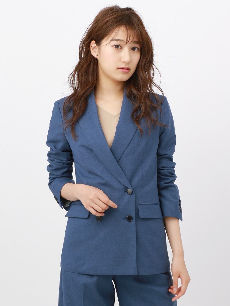 THE SUIT COMPANY ＜ウォッシャブル・EASY STRETCH＞【Littlechic】ダブルブレストジャケット