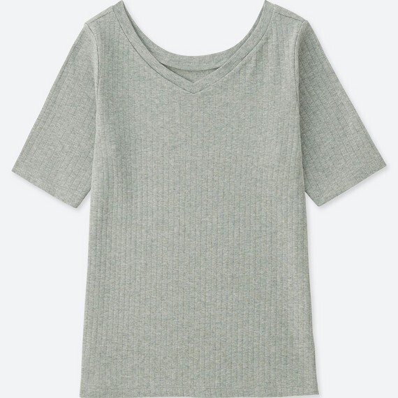 UNIQLO 2WAYリブT(5分袖)