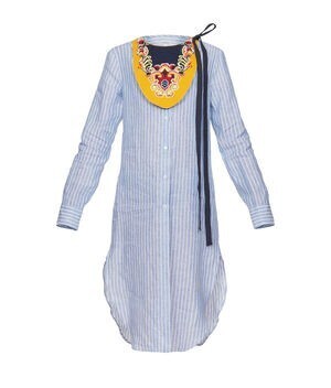 LOEWE Long Tunic Shirt W/ Emb Bib white/blue