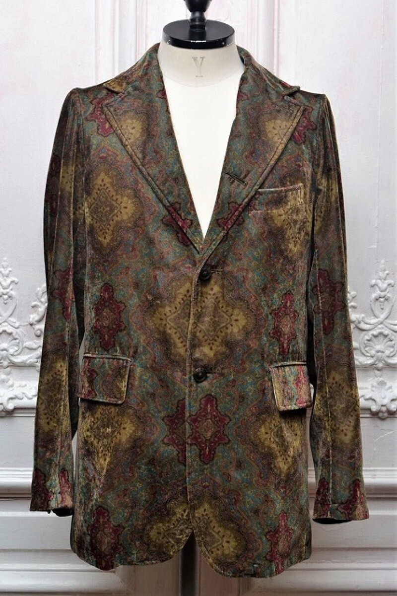 Needles "Reversed Lapel Jacket - R/Poly Velvet" col.Damask Print