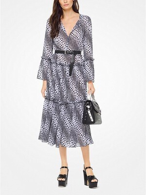 MICHAEL MICHAEL KORS Floral Striped Georgette Dress