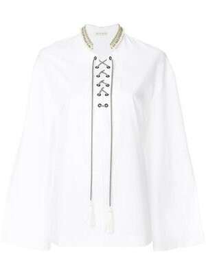 ETRO embellished lace-up blouse