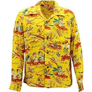 SUN SURF L/S RAYON HAWAIIAN SHIRT "HAWAIIAN HULA"