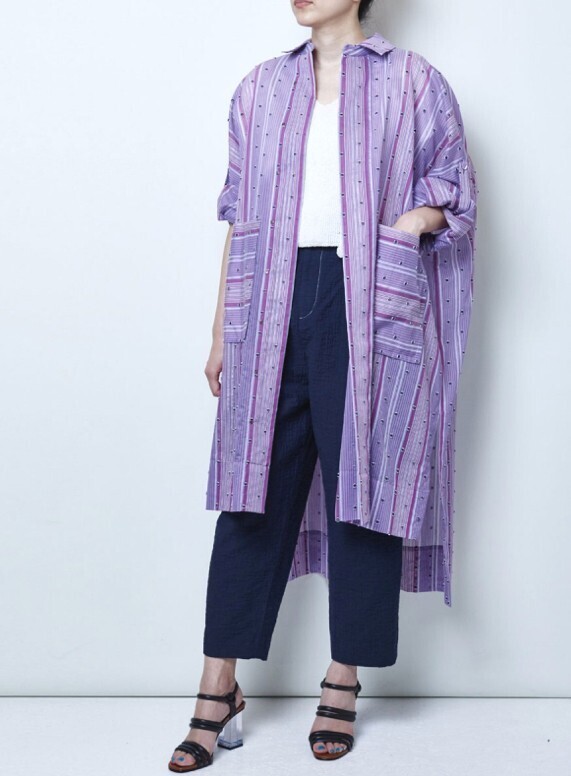 near.nippon ラメドット　マルチストライプ　ロングシャツ