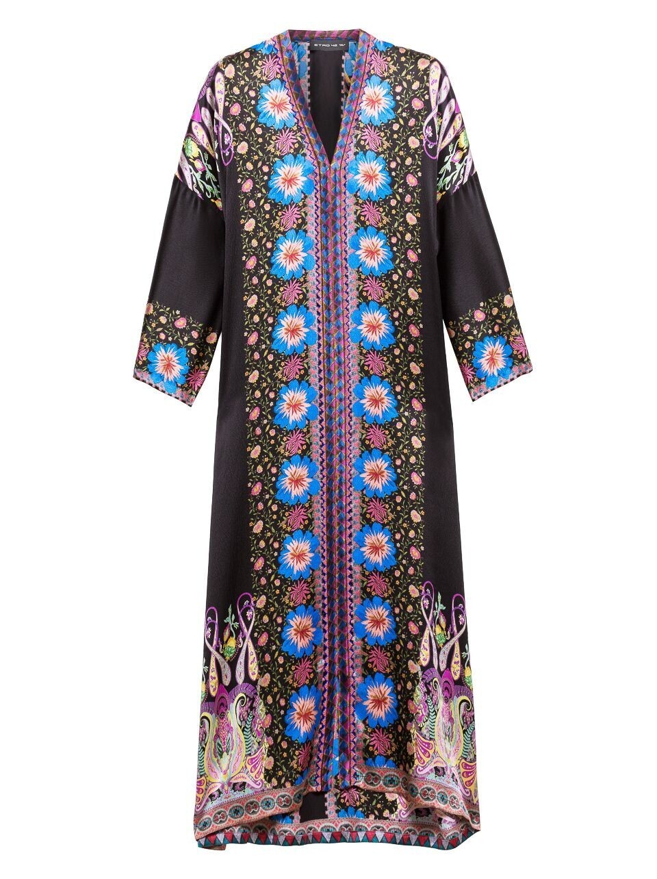 ETRO Long embroidered silk dress