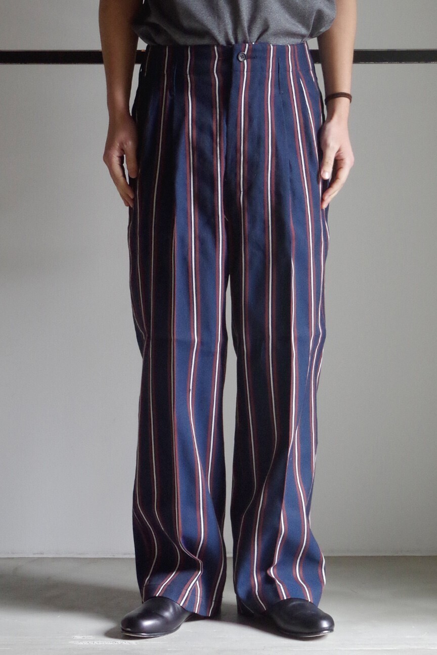 RAINMAKER BAGGY TROUSERS/ NAVY X STRIPE
