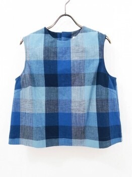 BED&BREAKFAST BLUE CHECK Sleeveless Top