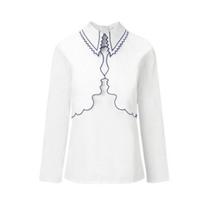 VIVETTA フェイスロングスリーブシャツ"DRIN"/WHITE×BLUE