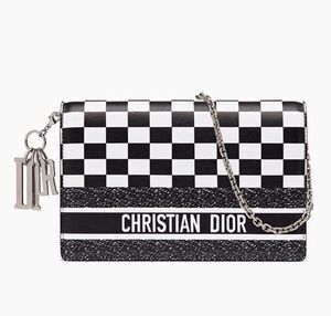 Christian Dior チェッカーカーフスキン"Lady Dior"チェーンウォレット