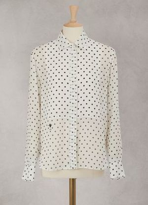 Christian Dior シフォン ポルカドット ブラウス Blanc