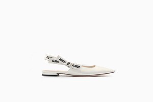 Christian Dior J’ADIORの刺繍入りリボン スリングバックバレリーナシューズ